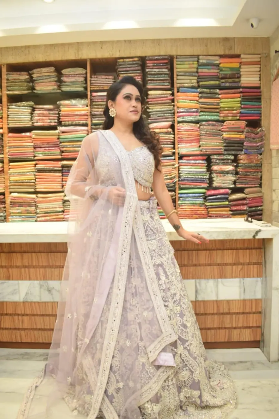 Lavender ethnic look at a boutique counter