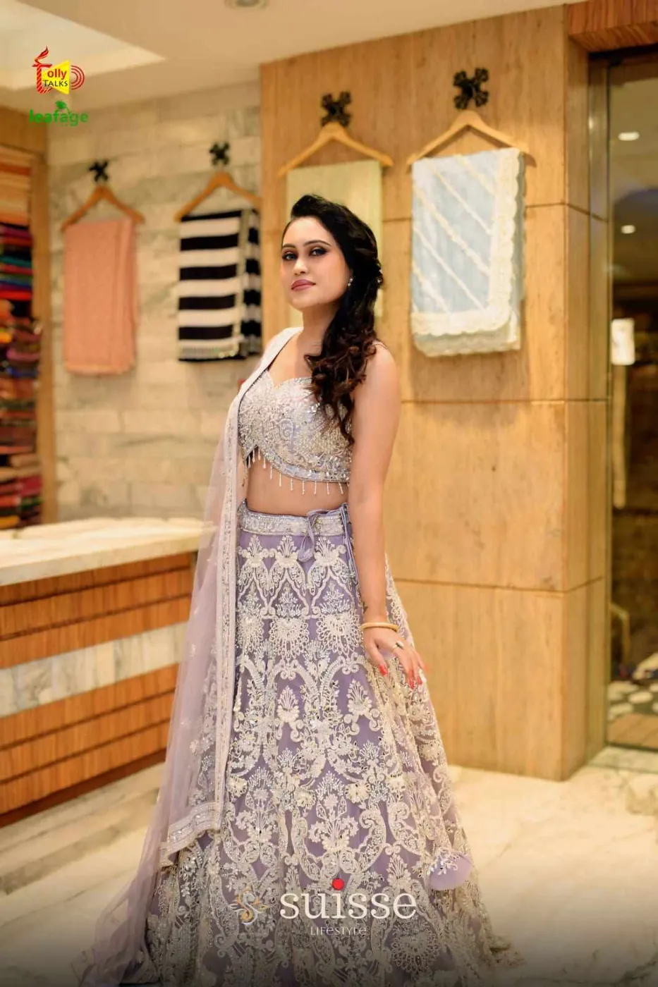 Full-length lavender ethnic boutique look